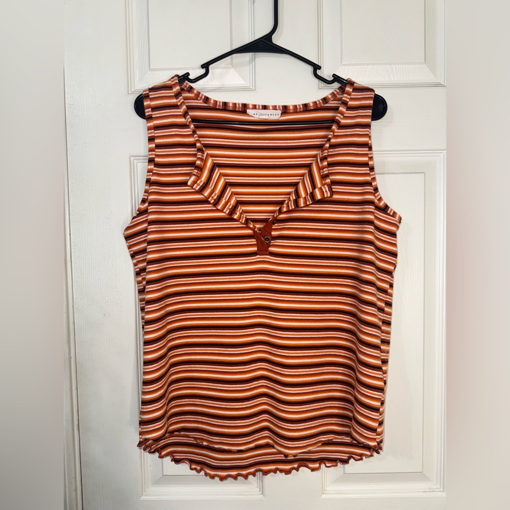 Sleeveless Striped Tank Top - Orange & Red Stripe by Jane & Delancey - Picture 4 of 7